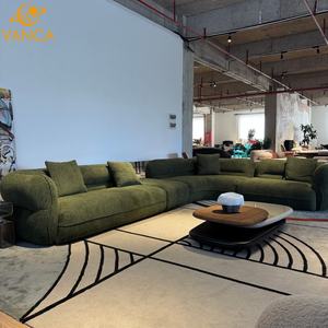 أريكة على شكل حرف U عصرية وأنيقة، أثاث لغرفة المعيشة، أريكة قطاعية فاخرة للفيلات، أريكة دائرية قابلة للتعديل من القماش - Product Image 2