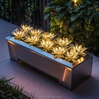 68 pots de fleurs incurvés en acier inoxydable, modernes, commerciaux, éclairés par LED, jardinières décoratives pour hôtel, jardin, balcon