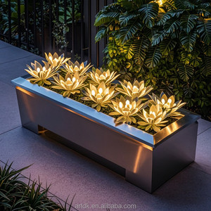 68 pots de fleurs incurvés en acier inoxydable, modernes, commerciaux, éclairés par LED, jardinières décoratives pour hôtel, jardin, balcon - Product Image 5