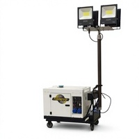Projecteur mobile diesel 5 kW à poussée manuelle, éclairage omnidirectionnel pour chantiers de construction nocturnes et réparations d'urgence