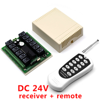 Modul Relay 12 Saluran DC 24V & 12V Saklar Kontrol Jarak Jauh RF 12CH Penerima + Pemancar 433Mhz untuk Saklar Lampu DIY