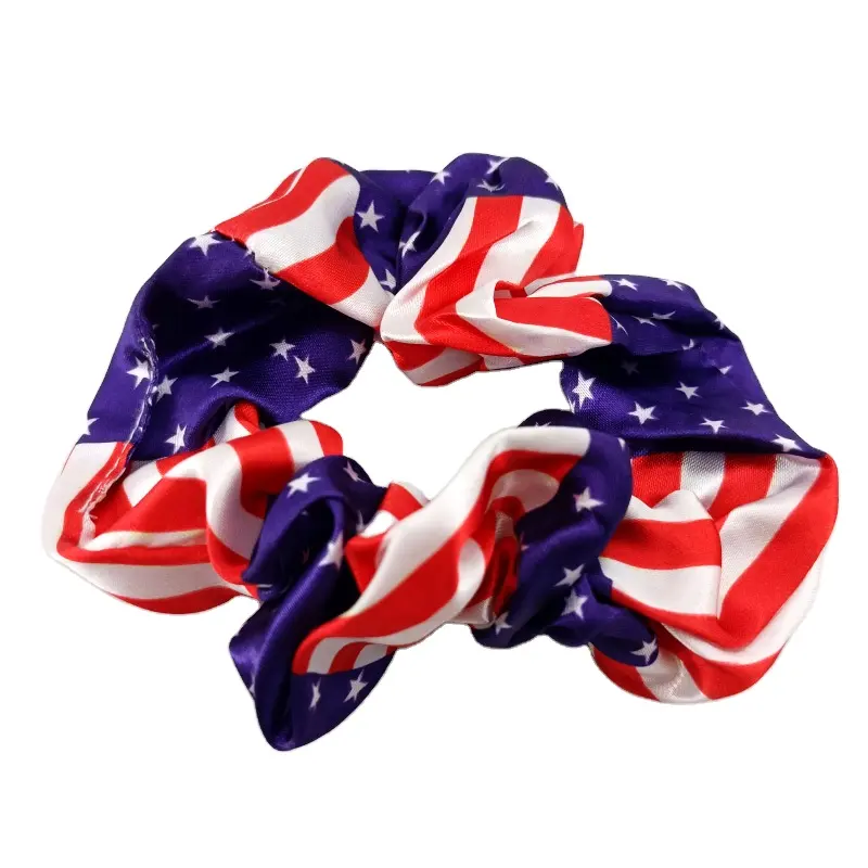 Dia da Independência Bandeira dos Estados Unidos Grande Cabelo Scrunchies Mulheres Elastic Band Pano Círculo Cabelo Scrunchies