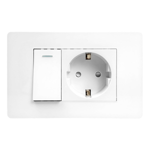 Interruptor de 1 banda de 1 vía + Enchufe europeo de 3 pines | Enchufe Europeo de 3 pines (2.1A) e interruptor de pared | Directo de fábrica - Product Image 6
