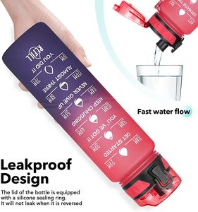 Bottiglia d'Acqua in Tritan Senza BPA da 1000ml con Logo Personalizzato, Bottiglia in Plastica Tritan da 32 oz con Tappo a Vite, Bottiglia Motivazionale OEM - Product Image 1