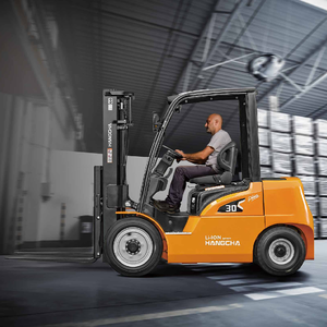 รถยกไฟฟ้าแบบพกพาแบตเตอรี่ลิเธียม Hangcha 2 ตัน ได้รับเครื่องหมาย CE รถยกไฮดรอลิกแบบขับเคลื่อน 4 ล้อ ความเร็ว 21 กม./ชม. สำหรับคลังสินค้า - Product Image 5