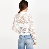 Nouvelle veste courte en dentelle crochetée à la main, style anglais, avec fermeture éclair métallique, respirante et transparente
