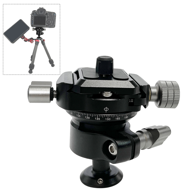 Professional Metal 360 Degree Rotating Panoramic Ball Head 40MM with 1/4 Inch Quick Release Plate and Bubble Level