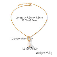 Collier Novirassine de luxe en acier inoxydable doré avec pendentif perle baroque et maillons rectangulaires, accessoires de mode pour femmes, vente en gros