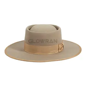 Glowran Wholesale Unisex Wide Brim 100% Felt Porkpie Adjustable Hat Men