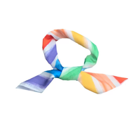 Bandana en polyester à motif arc-en-ciel imprimé numériquement, avec logo personnalisé, pour cadeau de mariage, emballage cadeau, accessoire de coiffure quotidien