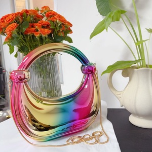 Nuova borsa primavera estate da donna per festa a mezzaluna borsa da sera in acrilico oro e <span class=keywords><strong>argento</strong></span> <span class=keywords><strong>pochette</strong></span> da donna - Product Image 3