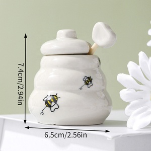 Vaso di miele in ceramica bianca con Set di coperchio destinato a regali di festa delle api per matrimonio Baby Shower Souvenir Idea <span class=keywords><strong>regalo</strong></span> di nozze - Product Image 4