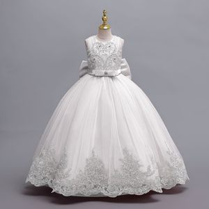 Abito da festa senza maniche <span class=keywords><strong>in</strong></span> <span class=keywords><strong>tulle</strong></span> MQATZ per bambine, scollo rotondo, motivo floreale con bordo <span class=keywords><strong>in</strong></span> pizzo, ispirato alle principesse, abbigliamento boutique per bambini - Product Image 5
