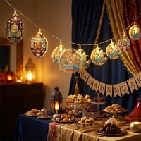 Guirlandes lumineuses en forme d'étoile, de lune et d'arbre pour l'Aïd, le Ramadan, la rentrée scolaire, décoration intérieure, Moubarak