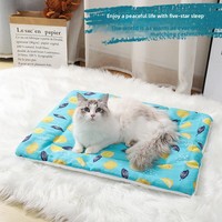 Tapis pour animaux de compagnie en coton-lin et laine d'agneau OEM, lit pour chien et tapis pour chat, couverture toute saison, épaissie, lavable, motif animalier de dessin animé