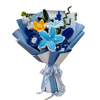 Neu Eingetroffen: Handgefertigter Gedrehter Blumenstrauß mit Lilien, Tulpen und Mohnblumen für Valentinstag, Muttertag, Hochzeit und Geburtstagsgeschenke