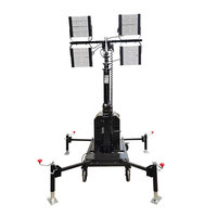 Portable 6 m Mât Télescopique 4x1000W LED Tour Lumineuse Industrielle Mobile Projecteur Générateur IP65 Construction Essence Diesel