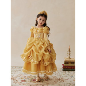 Vestido de Princesa Estilo Palacio Bordado Vintage para Niñas, Primavera, Otoño, Invierno, con Mangas Abullonadas, Vestido de Cumpleaños - Product Image 1