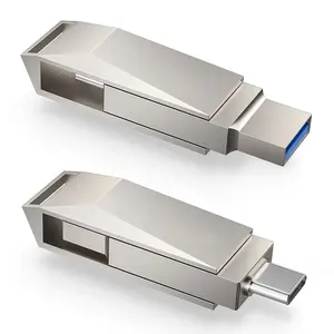 2023 Novo Telefone Móvel U Disco Computador 2 em 1 Memória Metal Rotação USB Rápido 1TB Logotipo de Impressão Personalizado 1TB OTG usb flash drive