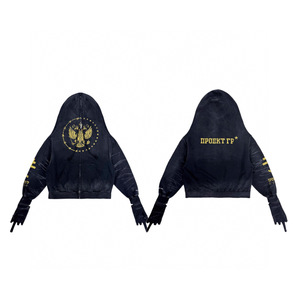 400gms Chất Lượng Cao In Kỹ Thuật Số Hai Đầu Chim Một Mảnh Hai-Trong Một Găng Tay Dây Kéo Cardigan Hoodie Người Đàn Ông Của Thời Trang Phố Áo Khoác - Product Image 3