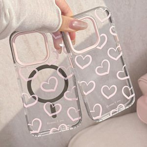 Grigio rosa Graffiti amore per <span class=keywords><strong>iPhone</strong></span> 16 Pro Max custodia per telefono cellulare trasparente magnetico custodia per Apple 15 14 13pro - Product Image 1