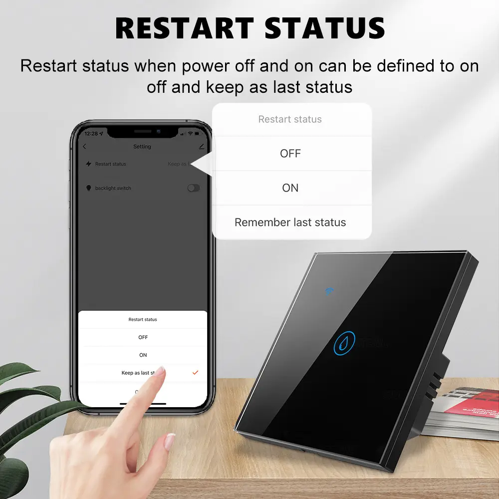 Tuya Smart Wifi 40A scaldabagno Smart Switch Wireless Bluetooth Control pannello in vetro LED Sensor Light Touch Switch