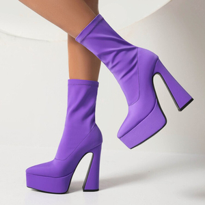 Chaussures pour femmes en gros, bottes d'hiver chaudes et sexy à talon haut mi-hauteur, style plateforme, pour femmes - Product Image 2