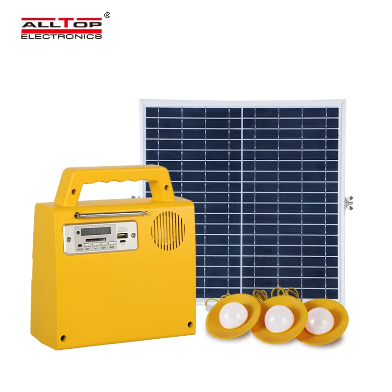 Fuente de alimentación portátil 20W Pequeño generador solar portátil para el hogar Mini sistemas de energía solar con luz y radio