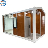 WinFair Chili Conteneur de bureau préfabriqué mobile et portable à toit triangulaire, maison conteneur de 20 pieds avec véranda, à vendre