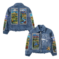 Ensemble de survêtement et de vêtements d'extérieur pour homme, personnalisé OEM, avec broderie vieillie, coupe oversize, délavé à l'acide, pantalon de survêtement évasé et jean en denim