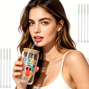 Barattolo in Vetro di Alta Qualità con Coperchio in Bambù, 16oz 500ml, Resistente al Calore, per Succhi di Frutta, Design Estetico di Marca di Lusso - Product Image 1