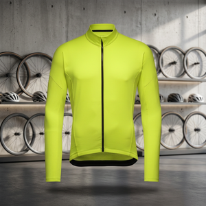 Maillot de cyclisme jaune fluo à manches longues, fermeture éclair intégrale, haute visibilité, pour homme - Product Image 3