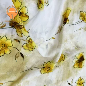 Bán Buôn Thoải Mái Và Thoáng Khí Polyester Vải Eo Hoa Hàn Quốc Lụa Đồng Bằng In Cho Phụ Nữ Của Dresses Áo Cánh