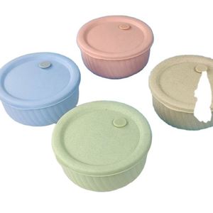Ensemble de bols à nouilles en paille de blé écologique avec couvercle, best-seller - Product Image 1