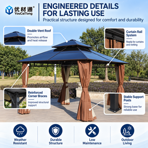 Pérgola de Aluminio con Recubrimiento en Polvo, Moderna, Impermeable y Duradera, Enfocada en la Comodidad, <span class=keywords><strong>para</strong></span> Patio, Balcón, Jardín, Espacios de Ocio al Aire Libre - Product Image 2