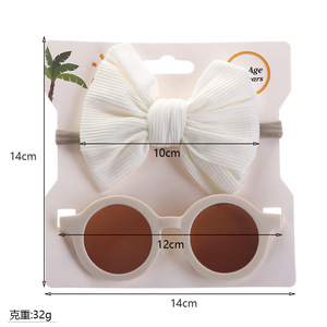 Go Party – lunettes de soleil rondes pour enfants avec bandeaux en Nylon côtelé en coton pour bébés filles, nœuds de lunettes de soleil Uv 400, bandeaux pour tout-petits, 2 pièces/ensemble - Product Image 6