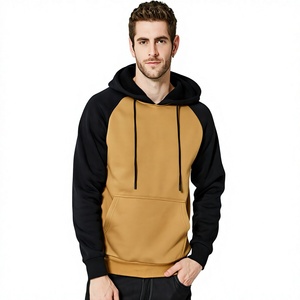 Men's Color Blocking Hooded Sweatshirt <b>Raglan</b> Sleeve Black Yellow Regular Fit Casual Autumn Wear - Product Image 6