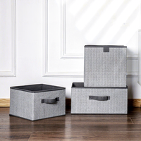 Boîte de rangement pliable et empilable en tissu non tissé avec poignées, écologique, gain de place, moderne, minimaliste, pour bureau, capacité 29
