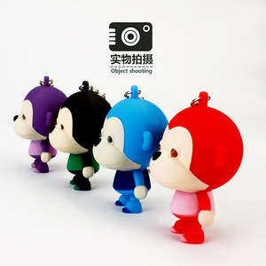 Led PVC khỉ móc khóa với đèn pin và âm thanh bù đắp in ấn phim hoạt hình keyrings cho quà tặng - Product Image 3