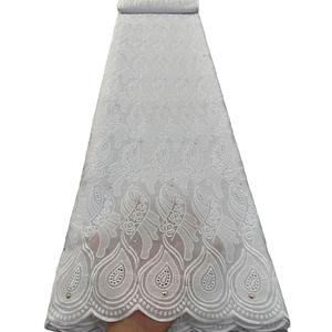 NI.AI Nouvelle Arrivée <span class=keywords><strong>Tissu</strong></span> <span class=keywords><strong>en</strong></span> Dentelle Suisse Africaine Voile Nigérian AsoEbi pour <span class=keywords><strong>Robe</strong></span> de Mariage et de Soirée Broderie Coton avec Strass - Product Image 4