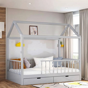 AILICHEN Cadre de lit simple et double en bois massif de style nordique moderne pour <span class=keywords><strong>enfant</strong></span> bébé étudiant chambre pour princesse accessoires de photographie - Product Image 4