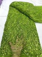 Tissu de dentelle perlée de luxe avec sequins brodés, style uni, tissu de mariée pour accessoires
