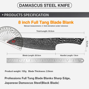 Couteau Kiritsuke en acier Damas Black Blade pour Dropshipping Shopify, lame vierge Full Tang pour projet de forgeage DIY de lames de cuisine affûtées - Product Image 2