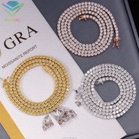 Prix le plus bas en stock, collier/bracelet en argent 925, moissanite VVS 2 mm - 6,5 mm, diamant VVS, chaîne tennis pour femme/homme