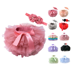 Vêtements de créateur pour enfants, ensemble jupe <span class=keywords><strong>tutu</strong></span> pour bébé fille, jupe en tulle de princesse pour nouveau-né avec bandeau assorti pour fête - Product Image 1