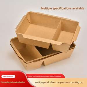 Factory Disposable 2 Compartment <b>Brown</b> Kraft Paper Meal Tray with Lid for Food Packaging Lunch <b>Box</b> Takeout Container - Product Image 4