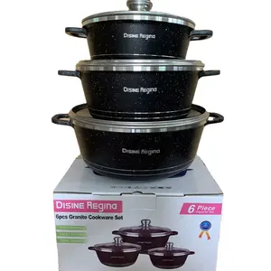 Customized Logo 6 pieces cooking pot set non-stick cookware granite New Chinese Style pot set cookware set cooking