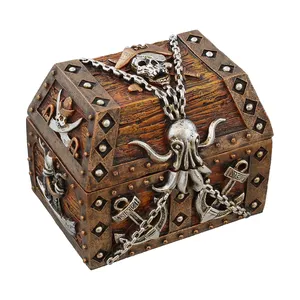 Resin Pirate Treasure Chest Octopus Mini Jewelry Trinket Storage Box