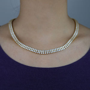 Iced out bling mariage fiançailles femmes bijoux plaqué argent <span class=keywords><strong>double</strong></span> <span class=keywords><strong>rang</strong></span>ée tennis <span class=keywords><strong>collier</strong></span> <span class=keywords><strong>ras</strong></span> <span class=keywords><strong>du</strong></span> <span class=keywords><strong>cou</strong></span> - Product Image 6