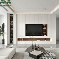 Mueble de TV Moderno y Minimalista SLS, Centro de Entretenimiento Personalizado con Iluminación LED, Panel Acanalado y Almacenamiento Integrado